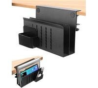 Laptop Stand Vertical Under Desk Storage Laptop Mount Side Storage for All Laptops and Tablets Christmas Gifts (Black, Double Layer with Pen Holder)