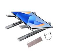 Laptop Stand with Docking Station - 8 in 1 USB C Hub and Computer Fixer - Data Transfer 5Gbps Portable Foldable Desktop Base with USB Ports - for Desk,