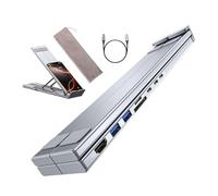 Laptop Stand with Docking Station - 8-in-1 - with Computer Holder | Data Transfer up to 5 Gbps Foldable Holder USB Ports - for Desktop, Travel, Games, Work