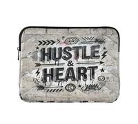 Laptop Storage Bag 13-14 Inch Water Resistant, Creative Slogan: Hustle & Heart, Carrying Bags with Zipper for Work Journey