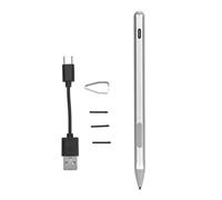 Laptop Stylus Pen, 4096 Pressure Sensitivity, Palm Rejection, Type C Rechargeable MPP 2.0 Tilt Active Pen with 3 Replacement Nibs for Surface for ASUS for HP for ACER (Silver)