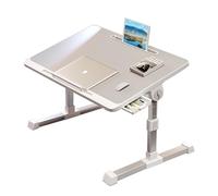Laptop Table, Bed Table, Laptop Tray with Drawer, Bed Desk with USB Ports Handle, Laptop Table for Sofa, Adjustable & Foldable Aluminium Legs for Eating, Working, Writing (60x40cm/23.62x15.74in) Grey