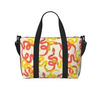 Laptop Tote Bag for Women Work - Artsy Painted Snake Red Yellow Gym Bag for Women Men, Personal Item Crossbody Travel Bags for Women Men Carry On, Overnight Weekender Bags for Women Travel