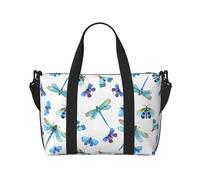 Laptop Tote Bag for Women Work - Blue Dragonfly Moth Butterfly Gym Bag for Women Men, Personal Item Crossbody Travel Bags for Women Men Carry On, Overnight Weekender Bags for Women Travel
