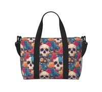 Laptop Tote Bag for Women Work - colorful Skull rose Gym Bag for Women Men, Personal Item Crossbody Travel Bags for Women Men Carry On, Overnight Weekender Bags for Women Travel