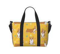 Laptop Tote Bag for Women Work - Cute Corgi Dog Colorful Footprints Overnight Weekender Bags for Women Travel, Gym Bag for Women Men, Personal Item Crossbody Travel Bags for Women Men Carry On