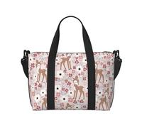 Laptop Tote Bag for Women Work - Cute Deer Daisy Flower Pink Gym Bag for Women Men, Personal Item Crossbody Travel Bags for Women Men Carry On, Overnight Weekender Bags for Women Travel