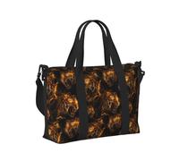 Laptop Tote Bag for Women Work - Gold Tiger Dark Print Weekender Overnight Bags for Women Travel, Gym Duffle Bag for Men, Personal Item Crossbody Travel Bags for Men Carry On