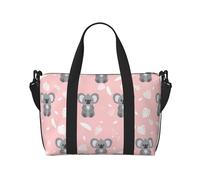 Laptop Tote Bag for Women Work - Leaf Koala Print Pink Gym Bag for Women Men, Personal Item Crossbody Travel Bags for Women Men Carry On, Overnight Weekender Bags for Women Travel