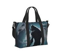Laptop Tote Bag for Women Work - Moon Wolf Warrior Gym Bag for Women Men, Personal Item Crossbody Travel Bags Carry On, Overnight Weekender Bags for Women Travel
