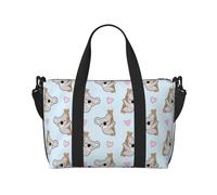Laptop Tote Bag for Women Work - Pink Heart Gray Koala Print Gym Bag for Women Men, Personal Item Crossbody Travel Bags for Women Men Carry On, Overnight Weekender Bags for Women Travel