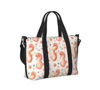 Laptop Tote Bag for Women Work - Pink Seahorse Print Weekender Overnight Bags for Women Travel, Gym Duffle Bag for Men, Personal Item Crossbody Travel Bags for Men Carry On
