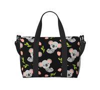 Laptop Tote Bag for Women Work - Pink Tulip Gray Koala Gym Bag for Women Men, Personal Item Crossbody Travel Bags for Women Men Carry On, Overnight Weekender Bags for Women Travel