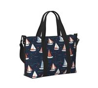 Laptop Tote Bag for Women Work - Sailboat Red Blue Print Weekender Overnight Bags for Women Travel, Gym Duffle Bag for Men, Personal Item Crossbody Travel Bags for Men Carry On