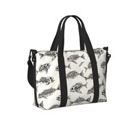 Laptop Tote Bag for Women Work - Skeleton Fish Fossil Print Weekender Overnight Bags for Women Travel, Gym Duffle Bag for Men, Personal Item Crossbody Travel Bags for Men Carry On