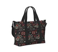 Laptop Tote Bag for Women Work - Skull Motorcycle Cool Print Weekender Overnight Bags for Women Travel, Gym Duffle Bag for Men, Personal Item Crossbody Travel Bags for Men Carry On