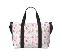Laptop Tote Bag for Women Work - Tulips Flowers Pink Green Gym Bag for Women Men, Personal Item Crossbody Travel Bags for Women Men Carry On, Overnight Weekender Bags for Women Travel