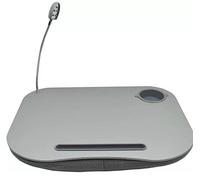 LAPTOP TRAY CUSHION PAD GREY LAP HOMEWORK WORK PORTABLE DESK CUSHIONED LED LAMP