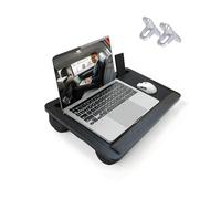 Laptop Tray for Sofa Bed, Lap Desk with Pillow Cushion, Portable Engineered Wooden Lapdesk with Handy Handle and Self-Adhesive Mousepad, Fits up to 17.3” laptop,with Portable Mini Device Stand - Black