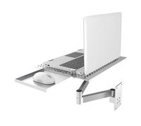 Laptop Wall Mount, Adjustable Holder with Mouse Tray, Vented Cooling Platform, Full Motion Notebook Tray, 8KG Weight Capacity for Office Workstation