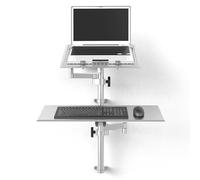 Laptop Wall Mount, Full Motion Adjustable Arm, Height & Angle Adjustable, Aluminum Cooling Tray, Supports Up to 8kg, Fits 10 to 15.6 Inch Screens