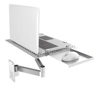 Laptop Wall Mount Holder, Adjustable Full Motion Tray with Mouse Platform and Cooling Vents, Supports Up to 8KG for Office and Workstation Use