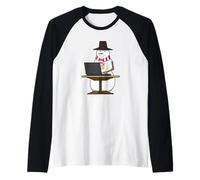 Laptop Worker Office Snowman Art Raglan Baseball Tee