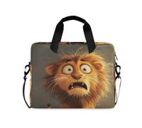 Laptop Zipper Case Portable Crossbody Messenger with Handle and Shoulder Strap 15.6 inch Case with Zipper Cartoon Funny Lion Fear