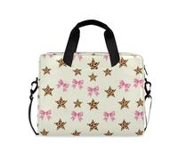 Laptop Zipper Case Portable Crossbody Messenger with Handle and Shoulder Strap 15.6 inch Case with Zipper Bow Pattern Leopard Star