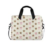 Laptop Zipper Case Portable Crossbody Messenger with Handle and Shoulder Strap 15.6 inch Tablet Briefcase Carrying Bag Cute Bow Star Leopard