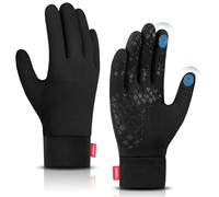 Lapulas Winter Thin Thermal Gloves Touch Screen Anti-Slip Lightweight Black Running Outdoor Sports Gloves for Men Women