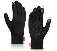 Lapulas Winter Thin Thermal Gloves Touch Screen Anti-Slip Lightweight Black Running Outdoor Sports Gloves for Men Women