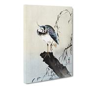 Lapwing On A Tree Stump By Ohara Koson Asian Japanese Canvas Wall Art Print Ready to Hang, Framed Picture for Living Room Bedroom Home Office Décor, 24x16 Inch (60x40 cm)