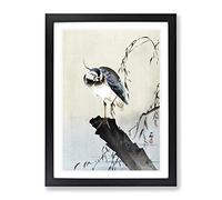 Lapwing On A Tree Stump By Ohara Koson Asian Japanese Framed Print | A4 Black Framed Wall Art | Ready to Hang | Asian Floral Picture | Living Room Bedroom Lounge Office