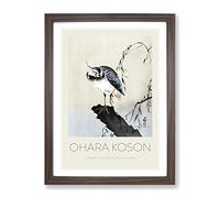 Lapwing On A Tree Stump By Ohara Koson Exhibition Museum Asian Japanese Framed Print | A4 Walnut Framed Wall Art | Ready to Hang | Asian Floral Picture | Living Room Bedroom Lounge Office