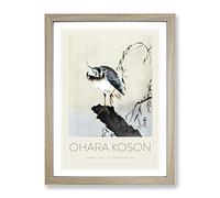Lapwing On A Tree Stump By Ohara Koson Exhibition Museum Asian Japanese Framed Wall Art Print, Ready to Hang Picture for Living Room Bedroom Home Office Décor, Oak A4 (34 x 25 cm)
