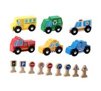 LAPYAPPE 1 Box Wooden Mini Traffic Road Signs for Bright Realistic Road Safety Educational Traffic Signs Game for Early Learning and Interactive Play Non-fading Material Suitable for Boys