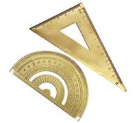 LAPYAPPE 1 Set Brass Triangle Ruler Geometry Measurement Tool with Protractor for Precise Drawing for Architects Engineers Students Artists Wear Resistant Design