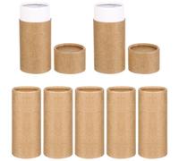 LAPYAPPE 10Pcs 50Ml Essential Oil Bottle Cylinder Paper Boxes Brown Kraft Paper Packaging Tea Container Box Set for Storage and Travel