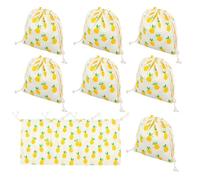 LAPYAPPE 10pcs Pineapple Pattern Cotton and Linen Drawstring Bags Lightweight and Convenient for Storage, Stylish Wrapping Bags for Summer Parties and Candy Packaging