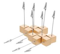 LAPYAPPE 10pcs Resin Cube Photo Holders with Golden Alligator Clips for Displaying Notes and Cards, Minimalist Elegant Memo Stands for Bookshelf and Cafes Decoration