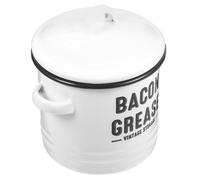 LAPYAPPE 1200ml Enamel Lard Oil Storage Jar Double Handles and Lid, Mini Saucepan for Bacon Grease Container, Multi-functional Cooking Pot Suitable for Kitchen and Food Storage