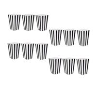 LAPYAPPE 12pcs Black Striped Paper Popcorn Boxes for Party Snacks Fried Food Containers Movie Night Birthday Wedding Carnival Packaging