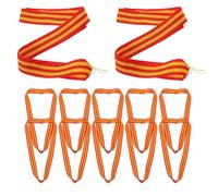 LAPYAPPE 12pcs Medal Hanging Lanyards with Red White Blue Triangular Hooks, Sports Meeting Award Ribbons with Sewn Edges and Red Gold Thread, Suitable for Competition and Party Medals