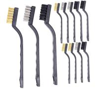 LAPYAPPE 12pcs Small Industrial Wire Brushes for Rust Paint Dirt Removal Copper Wire Crevice Cleaning for Steel Parts and Machinery Maintenance