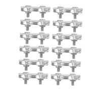 LAPYAPPE 12pcs Stainless Steel Double Cable Clamps Versatile Wire Rope Connectors for Indoor Outdoor Use Secure Grip for Home Decoration and Commercial Displays