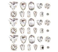 LAPYAPPE 130Pcs Sew Glass Claw Rhinestones for DIY Crafts Clothing Decoration White Handmade Sewing Gems for Wedding Dresses Bags and Party Accessories