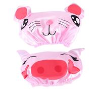 LAPYAPPE 2 Pcs Shower Caps Bath Hats with Elastic Band Cartoon Ear Protection for Boys and Travel-friendly Bathing Visor