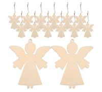 LAPYAPPE 20pcs Angel Shape Wooden Ornaments Lightweight Natural Wood Cutout Embellishments with Hole and String Elegant Delicate Design Suitable for Staining Festive Wood Cutouts