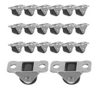 LAPYAPPE 20pcs Mini Furniture Casters 2.8x1.2cm with Double-sided Adhesive and Screws, Cold Rolled Steel Track Rail Fixed Glide Rollers for Stable Rolling and Easy Attachment, for Plastic